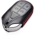 thumbnail image 3 of Vitodeco Genuine Leather Keyless Smart Key Fob Case Cover with Key Chain Compatible for Maserati Ghibli, Levante, Quattroporte (Remote Start, Black/Red), 3 of 6