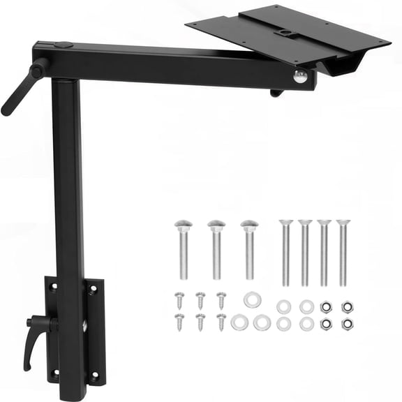 Adjustable 360 Rotation RV Table Leg, Removable Aluminum Dinette Pedestal Stand for Camper, Trailer, Boat Black/White