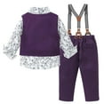 thumbnail image 7 of Toddler Boy Suit Formal Wedding Outfits Gentleman Clothes Long Sleeve Shirt + Suspender Pants + Bowtie, 7 of 7