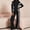 Black, variant on Josdec Women's 2‑Piece Tracksuit Set, Color‑Block Striped Zip‑Up Stand Collar Long Sleeve Top and Elastic Waist Wide‑Leg Pants, Casual Sport Outfit, S‑2XL