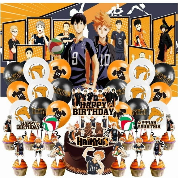 Haikyuu Party Supplies Cake Topper Decor Kit Latex Balloons Birthday Decorations Banner Backdrop