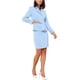 thumbnail image 4 of Conjunto de traje de negocios de 2 piezas para mujer, blazer con cuello y botones, falda lápiz, conjunto de falda de trabajo, XS azul claro, 4 of 6