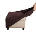 thumbnail image 6 of Lapalife Stretch Ottoman Covers Square Ottoman Slipcovers Footstool Cover (L, Brown), 6 of 6