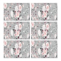 Pioneer Flower Floral Print Pattern Summer Placemats Table Placemats Set Of 6-Linen Kitchen Washable Placemats Table Mats 12x18 Inch Non-Slip Heat Resistant