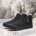 thumbnail image 3 of Botas Nieve Forradas Piel Botas Caña Corta Ligeras para Hombre para El Invierno (Negro 45), 3 of 9