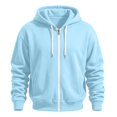 thumbnail image 5 of Men's Zip Up Hoodies Adjustable Drawstring Solid Hooded Jacket Fall Winter Lightweight Causal Athletic Jacket, M, 5 of 5