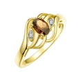 thumbnail image 4 of RYLOS Rings for Women 14K Gold Plated Silver Ring Classic Style Birthstone Ring 6X4MM Gemstone &  Diamonds Smoky Quartz Jewelry for Women Size 5, 4 of 8