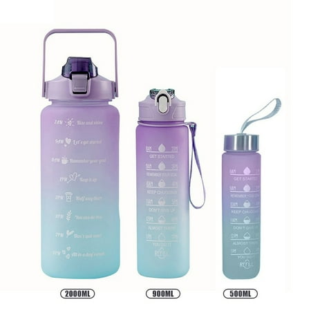 

DabuLiu 1SET/3PCS Sports Water Bottle With Straw Men Women Fitness Water Bottles Outdoor Cold Water Bottlesc With Time Marker Drinkware