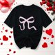 thumbnail image 2 of Primavera Top Mujeres Moda Casual Nueva Cinta de Arco Impresa Cuello Redondo Camiseta de Manga Corta, Camiseta de Cuello Tripulado, 2 of 8