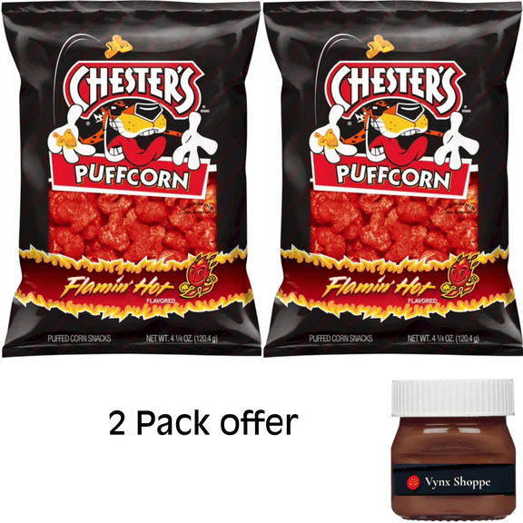 Chester's Puffcorn Flamin' Hot Flavored Puffed Corn Snacks, 4.25 oz Bag