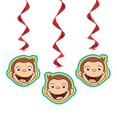 thumbnail image 2 of Curious George Birthday Party Supplies Decoration Bundle includes Happy Birthday Banner, Table Cover, Swirl Hanging Decoration, Stickers, 2 of 3