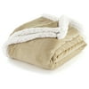 "Sand and White Sherpa Plush Fleece Throw Blanket: Reversible, 50"" x 60"""