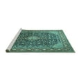 thumbnail image 2 of Ahgly Company Machine Washable Indoor Square Medallion Turquoise Blue Traditional Area Rugs, 8' Square, 2 of 4
