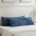 thumbnail image 7 of Fancy Homi Set of 1 Dusty Blue Boho Long Lumbar Body Decorative Throw Pillow Cover 14x36 inch for Bed Couch Bedroom Bench, Soft Patchwork Corduroy Textured Pillow Case, Rustic Farmhouse Room Decor, 7 of 7