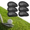 thumbnail image 4 of 6 piezas Golf Iron Head Covers 60 degree Cuñas bordadas Cierre resistente al agua Negro Cola Cubiertas de cabeza de hierro de golf, 4 of 8