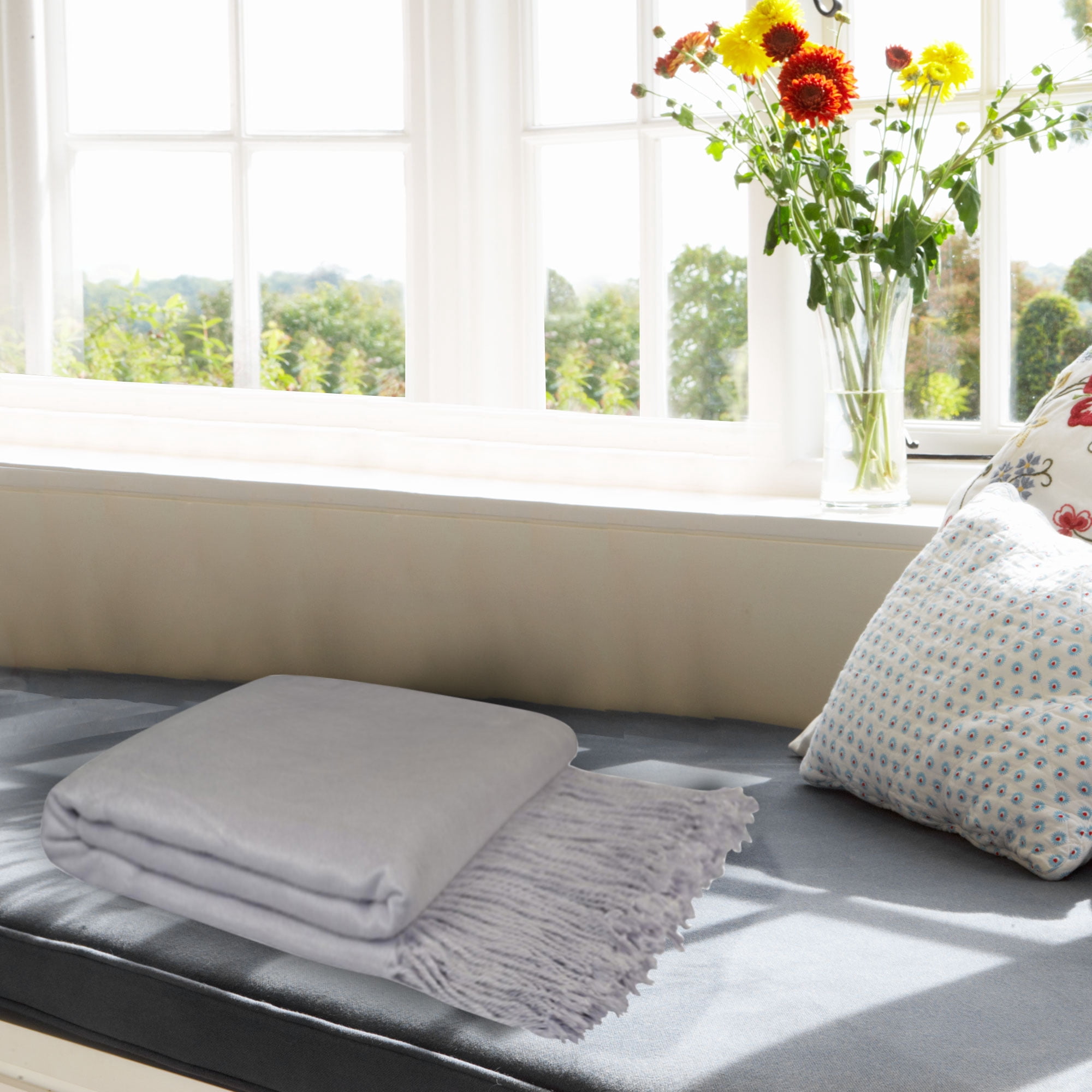 Unique Bargains Viscose Decorative Throw Blanket, 50" x 65" Whisper Gray