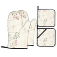 thumbnail image 1 of YFYANG Oven Mitts and Pot Holders Sets 4 Pieces, Non-Slip Heat Resistant Vintage Branch Line Texture Kitchen Glove Pot Mat for Cooking and Baking, 1 of 8