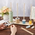 thumbnail image 3 of Wooden Ribbon Rack Storage Ribbon Organizer Spool Holder Wire Spool Stand Holder for Sewing Craft Mesh Wreath Crochet Thread Tulle Roll Florist Arts Wrapping Gift 14.2x3.8x11.8inch Bisque, 3 of 6