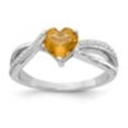 thumbnail image 5 of Auriga Fine Jewelry 925 Sterling Silver Heart Shaped Citrine and Diamond Ring Size 6for Women, 5 of 6