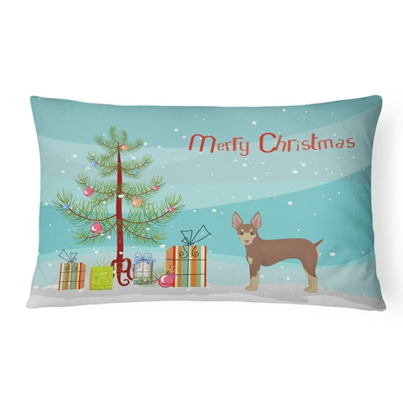Carolines Treasures CK3474PW1216 Miniature Fox Terrier Christmas Tree Canvas Fabric Decorative Pillow, 12H x16W,