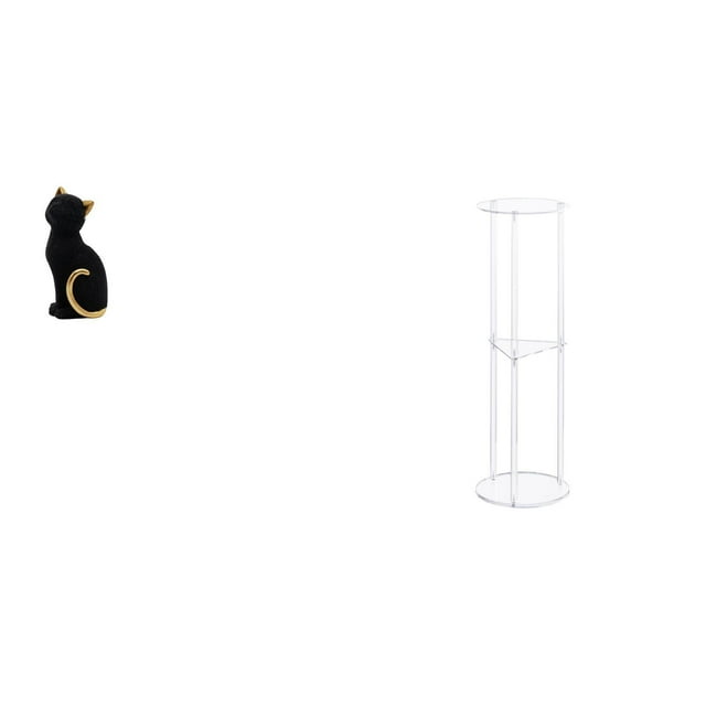 Figura de escritorio,Estatua de gato,linda estantería,escritorio,decoración del hogar,Mesa auxiliar redonda,Mesa auxiliar redonda de acrílico transparente de 3 niveles para sala de
