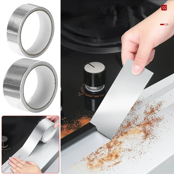 Aluminum Foil Tape for Kitchen and Bathroom, Thickened Self- Sealing Sticker, Heat Resistant, Oil-Proof, 1 Roll, Easy Cut, Multi-Purpose