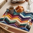 thumbnail image 3 of Vintage Waves Stripe Placemats Set of 6 Colorful Abstract Art Place Mats Indoor Wipeable Table Mats Washable Cloth Dining Table Placemats for Kitchen Holiday Party Home Decor 13x19 Inch, 3 of 9