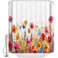 thumbnail image 2 of Spring Flowers Shower Curtain for Bathroom, Colorful Wildflower Floral Plant Shower Curtain Set, 3D Oil Printing Style Flowered Waterproof Polyester Bath Decor 36x72IN with 12 Hooks, 2 of 6