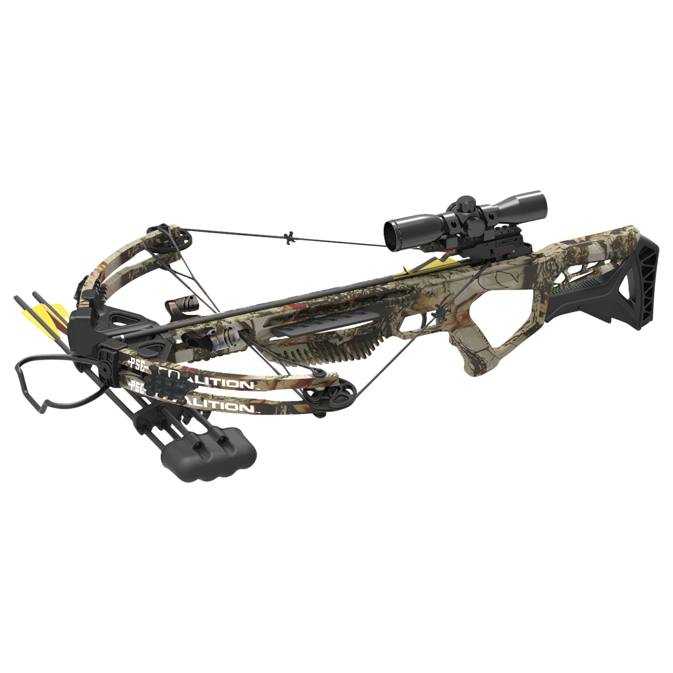 PSE Coalition Frontier Crossbow Package, 380 FPS, 4x32mm Illuminated Scope, 3 Carbon Bolts, Quiver, Anti-Dry Fire (01318KA)