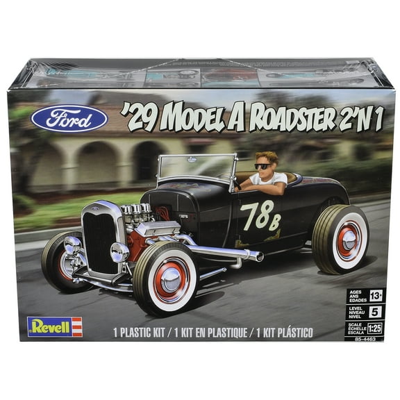 Diecast Level 5 Model Kit 1929 Ford Model A Roadster 2-in-1 Kit 1/25 Scale Model by Revell