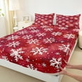 thumbnail image 3 of Manfei Kawaii Snowflake Queen Sheet Sets,Merry Christmas Flat Sheet,Red White Queen Fitted Sheet For Kids,Breathable Home Decor,4 Pieces, 3 of 7