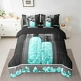 thumbnail image 2 of Erosebridal Petal Shower Gel Bedding Sets Twin Size,Bling Showerhead Comforter Sets with Sheets,Teal Flower Bed in a Bag Twin size,Microfiber Floral Bedroom Decorative,Reversible,7-Piece, 2 of 6