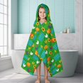 thumbnail image 6 of Rooster and Pumpkin Green Pattern Hooded Bath Towel Wrap for Teens Ages 3 To 12, Soft Lightweight Quick Dry Microfiber Bath Beach Pool, 60"x35", 6 of 6