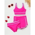 thumbnail image 3 of iEFiEL Kids Girls 3-Piece Swimsuit Tankini with Swim Bottoms Children Bikinis Set Bathing Suit Hot Pink 11-12, 3 of 5
