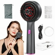 3-in-1 Red Light Therapy Scalp Massager Electric Hair Growth Comb With Vibration, 630nm LED & Hair Oil Applicator Waterproof IPX7, USB-C Rechargeable (Dark Gray/Red)