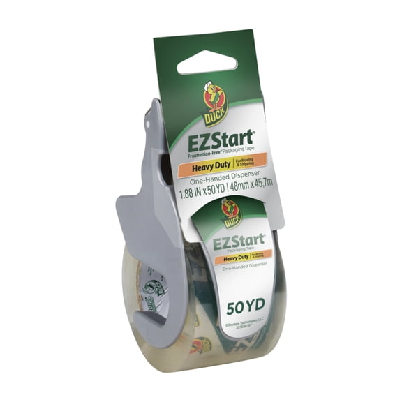 Duck Brand EZ Start Packing Tape with Manual Dispenser, Clear, 1.88 in. x 50 yd.