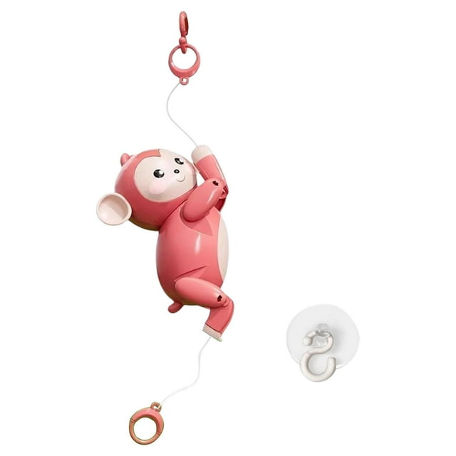 Juguete de cuerda para escalar monos con habilidades motoras finas de dibujos animados fácil de operar compacto con rosa