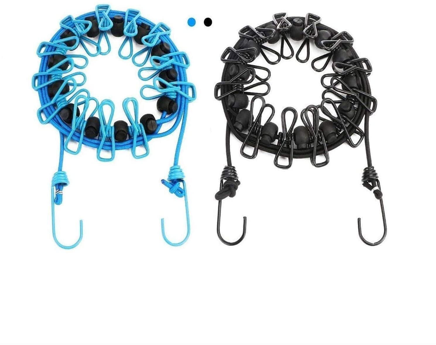 Pack of 2 Portable Clotheslines with 12 Clothes Pins, Portable