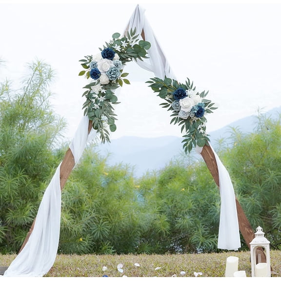 DEGUO Wedding Arch Flowers , Artificial Dusty Blue Flowers & Welcome Signs Decorations for Wedding Ceremony Reception(Pack of 2)