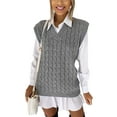 thumbnail image 1 of Frontwalk Fall Winter Women Knit Sweaters Vest Sleeveless Solid Color V-Neck Jumpers Warm Top for Women, 1 of 4