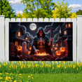 thumbnail image 3 of Gothic Design Halloween Banner Skeleton Decoration Spooky Night Graveyard Scene for Party Decor Haunted House Theme, 3 of 9