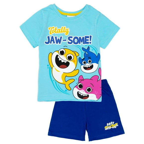 Baby Shark Pyjama Bleu à Manches Courtes pour Garçons