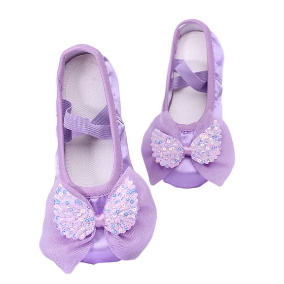 Gyujnb Ballet Dance Shoes for Girls Soft Sole Cat Design Classical Practice Footwear,12-13 Years