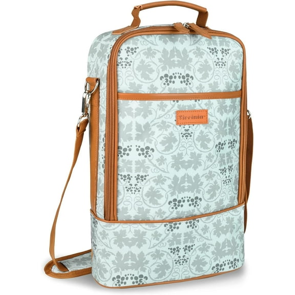 Tirrinia Insulated 2 Bottle Wine Carrier Tote Cooler Bag for Travel Picnic Padded Champagne Glass