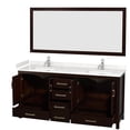 thumbnail image 2 of Wyndham Collection Sheffield 72" Mirror Wood Double Bathroom Vanity in Espresso, 2 of 9