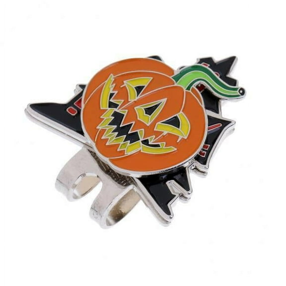 Luwecf 2x Halloween Pumpkin Magnetic Hat Clip Golf Ball Marker Clip Onto Visor