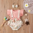 thumbnail image 4 of Liacowi 3PCS Newborn Baby Girl Summer Clothes Floral Romper Jumpsuit Shorts Outfits Set, 4 of 8