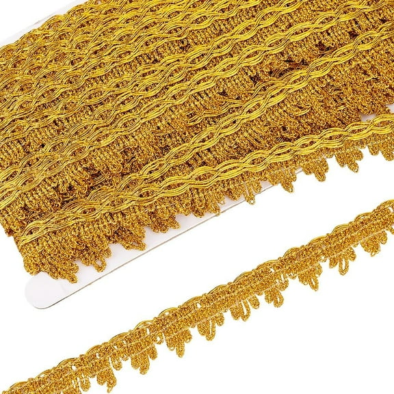 14.22 Yards Metallic Braid Lace Trim 7/8 inch Wide Gold Decorated Lace Gimp Trim Polyester Fabric Fringe Trim DIY Craft Sewing Supplies for Clothing Decorating Accessories
