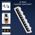 thumbnail image 3 of LUXRITE 10-Head Canless LED Recessed Linear Downlight, Multilight, 5CCT, CRI90, 18W 1200LM 45 Beam 120V Dimmable 4 Pack, 3 of 7