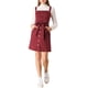 thumbnail image 2 of Vestido de mezclilla A-Line para mujer con tirantes ajustables, primavera verano, color rojo vino, 2 of 7